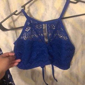Blue swim suit highs waist